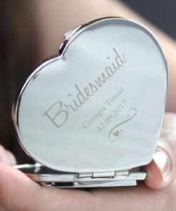 Personalised Swirls & Hearts Diamante Heart Compact Mirror