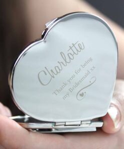 Personalised Swirls & Hearts Diamante Heart Compact Mirror