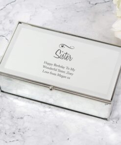 Personalised Swirls & Hearts Mirrored Jewellery Box
