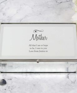 Personalised Swirls & Hearts Mirrored Jewellery Box