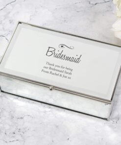 Personalised Swirls & Hearts Mirrored Jewellery Box