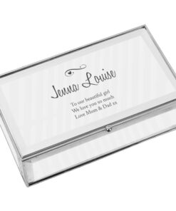 Personalised Swirls & Hearts Mirrored Jewellery Box
