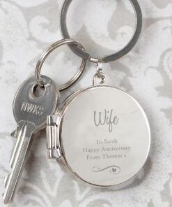 Personalised Swirls & Hearts Photo Keyring