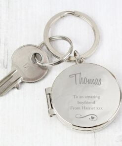 Personalised Swirls & Hearts Photo Keyring