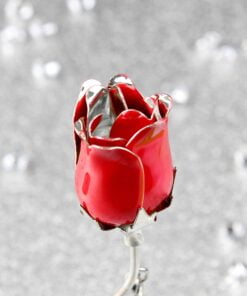 Personalised Swirls & Hearts Red Rose Bud Ornament