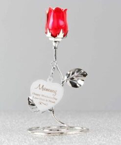 Personalised Swirls & Hearts Red Rose Bud Ornament