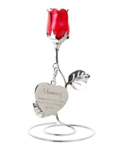 Personalised Swirls & Hearts Red Rose Bud Ornament