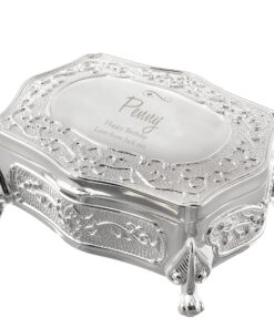 Personalised Swirls & Hearts Small Antique Trinket Box