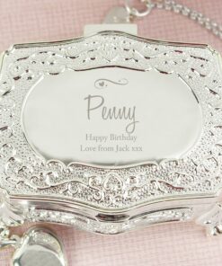 Personalised Swirls & Hearts Small Antique Trinket Box