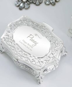 Personalised Swirls & Hearts Small Antique Trinket Box