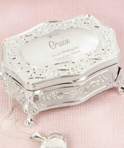 Personalised Swirls & Hearts Small Antique Trinket Box