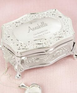 Personalised Swirls & Hearts Small Antique Trinket Boxv