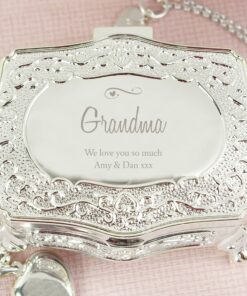 Personalised Swirls & Hearts Small Antique Trinket Box