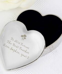 Personalised Teacher Heart Flowers Trinket Box
