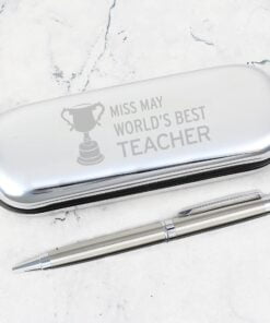 Personalised Teacher Trophy Pen and Box Set