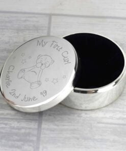 Personalised Teddy My First Curl Trinket Box