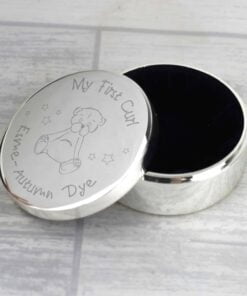 Personalised Teddy My First Curl Trinket Box