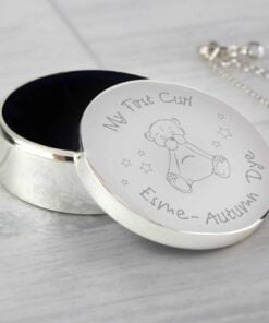 Personalised Teddy My First Curl Trinket Box