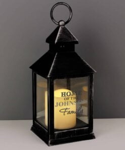 Personalised The Family Rustic Black Lantern