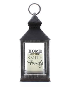 Personalised The Family Rustic Black Lantern
