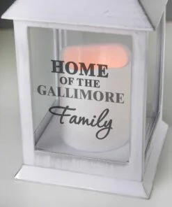 Personalised The Family White Lantern