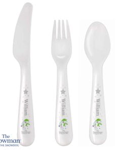 Personalised The Snowman and the Snowdog 3 Piece Plastic Cutlery Set