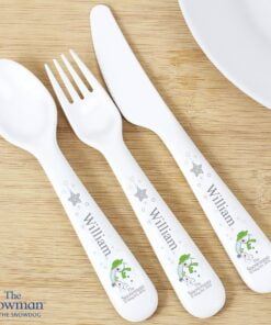 Personalised The Snowman and the Snowdog 3 Piece Plastic Cutlery Set
