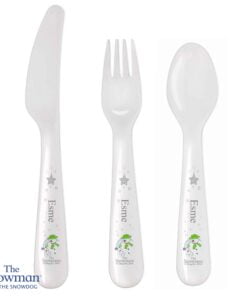 Personalised The Snowman and the Snowdog 3 Piece Plastic Cutlery Set