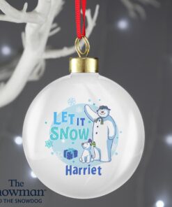Personalised The Snowman and the Snowdog Blue Bauble