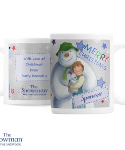 Personalised The Snowman and the Snowdog Blue Mug