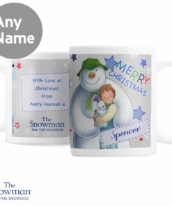 Personalised The Snowman and the Snowdog Blue Mug