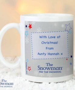 Personalised The Snowman and the Snowdog Blue Mug