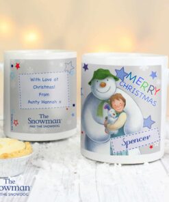 Personalised The Snowman and the Snowdog Blue Mug