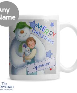 Personalised The Snowman and the Snowdog Blue Mug