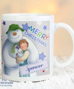 Personalised The Snowman and the Snowdog Blue Mug