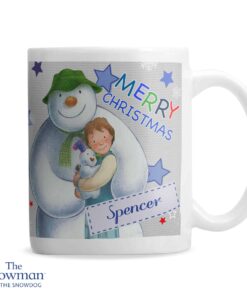 Personalised The Snowman and the Snowdog Blue Mug