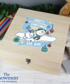 Personalised The Snowman and the Snowdog Large Wooden Christmas Eve Box