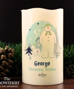 Personalised The Snowman and the Snowdog LED Candle