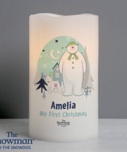 Personalised The Snowman and the Snowdog LED Candle