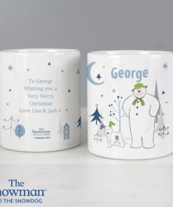 Personalised The Snowman and the Snow dog Mug
