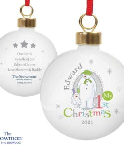 Personalised The Snowman and the Snowdog My 1st Christmas Bauble