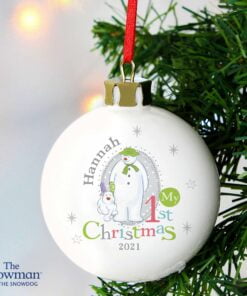Personalised The Snowman and the Snowdog My 1st Christmas Bauble
