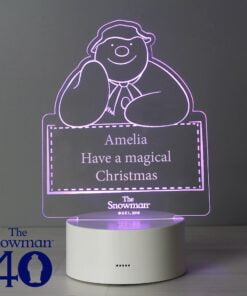 Personalised The Snowman LED Colour Changing Decoration & Night Light