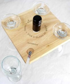 Personalised …Time For a Glass of Wine Four Wine Glass Holder & Bottle Butler