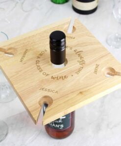 Personalised …Time For a Glass of Wine Four Wine Glass Holder & Bottle Butler