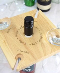 Personalised …Time For a Glass of Wine Four Wine Glass Holder & Bottle Butler
