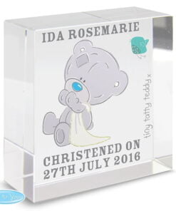 Personalised Tiny Tatty Teddy Large Christening Crystal Token