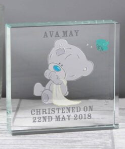 Personalised Tiny Tatty Teddy Large Christening Crystal Token