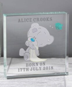 Personalised Tiny Tatty Teddy Large Christening Crystal Token