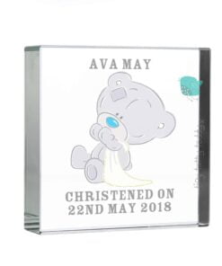 Personalised Tiny Tatty Teddy Large Christening Crystal Token
